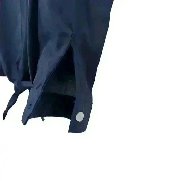 VINTAGE HAVANA V NECK -BUTTON DOWN -TIE WAIST -LONG SLEEVE NAVY - Picture 11 of 11